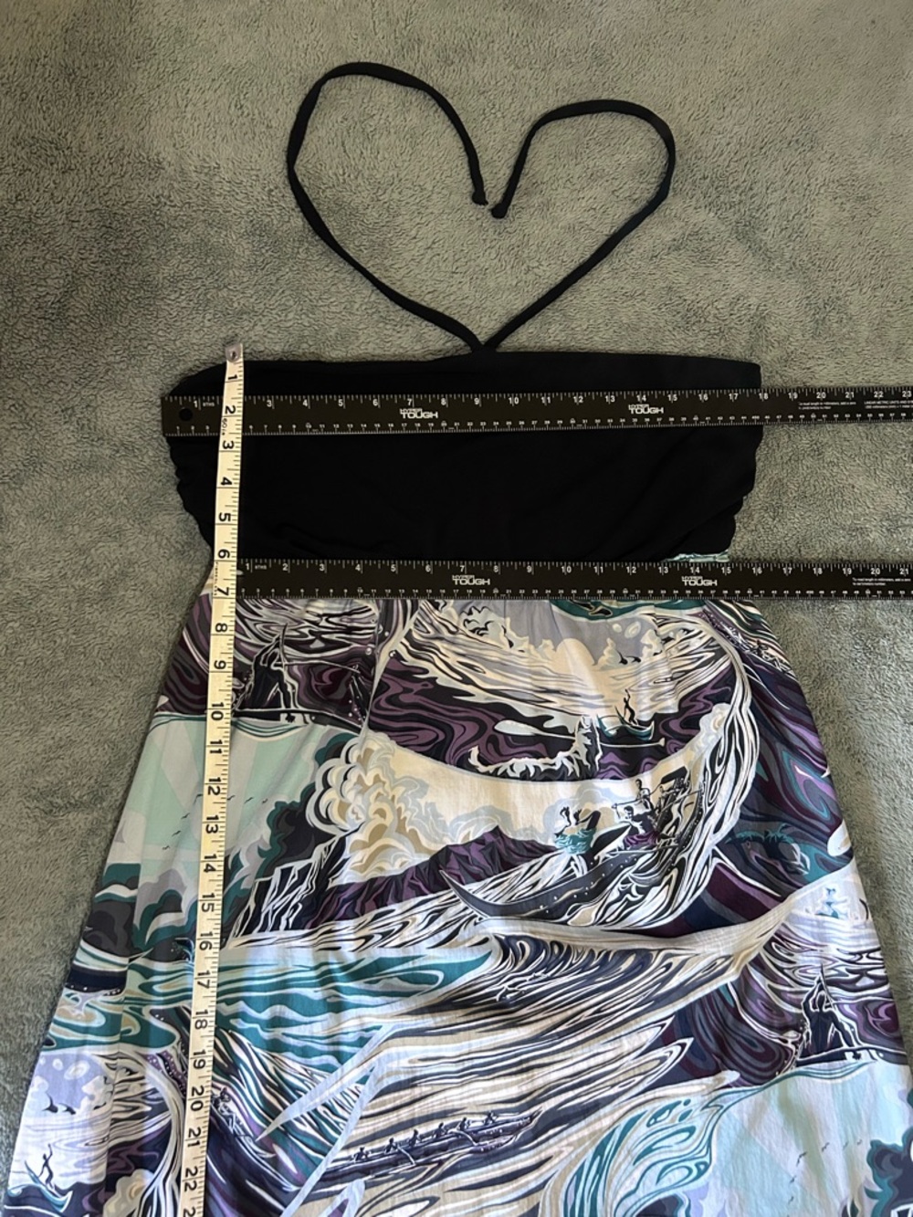 Kai Clothing Hawaii Ocean Wave Print Halter Maxi Dress XL - Picture 7 of 8